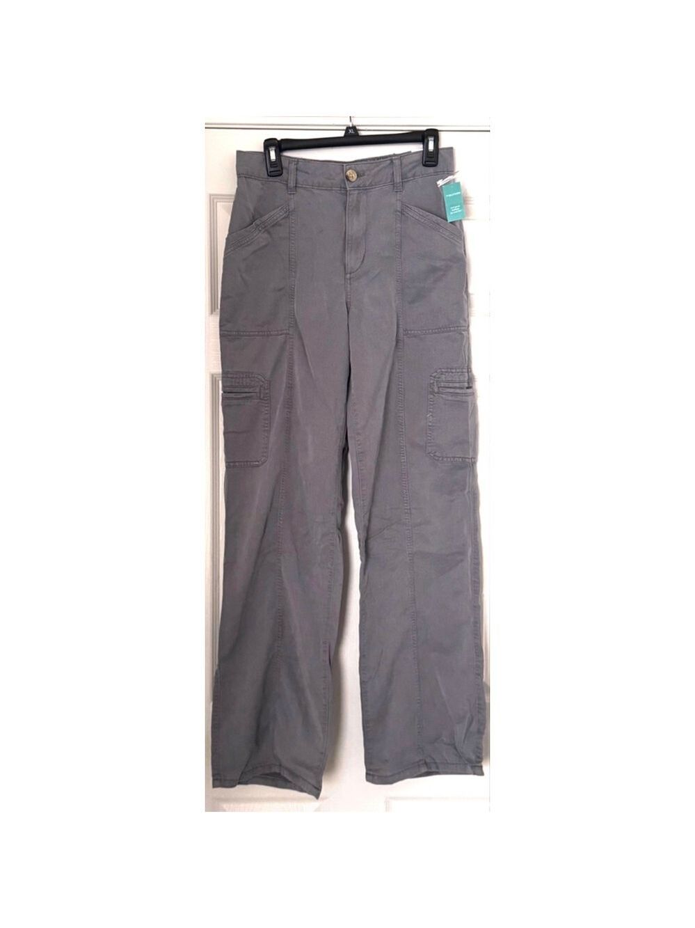 Women's Maurices Gray High Rise Wide Leg Cargo Pants Size 6 Long